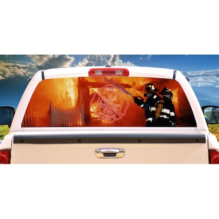 Entretenimiento Firefighter 3 Rear Window Graphic Fire Man Truck View Thru Vinyl Decal EN2680482